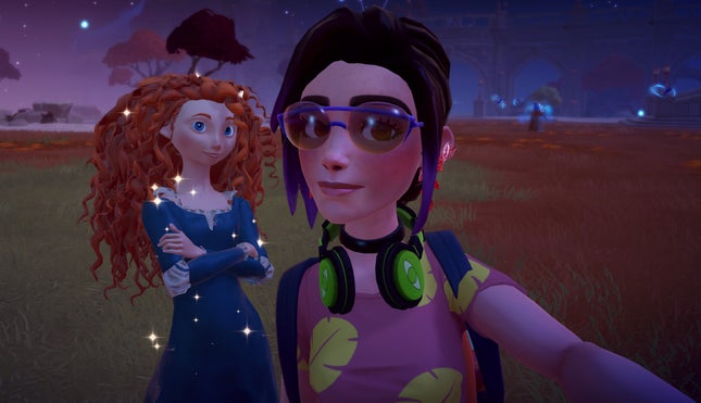 The player character hangs out with the main character from Tangled.